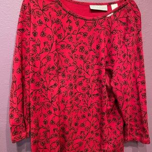 Liz Claiborne XL 100% Cotton Top. Color Burgundy.